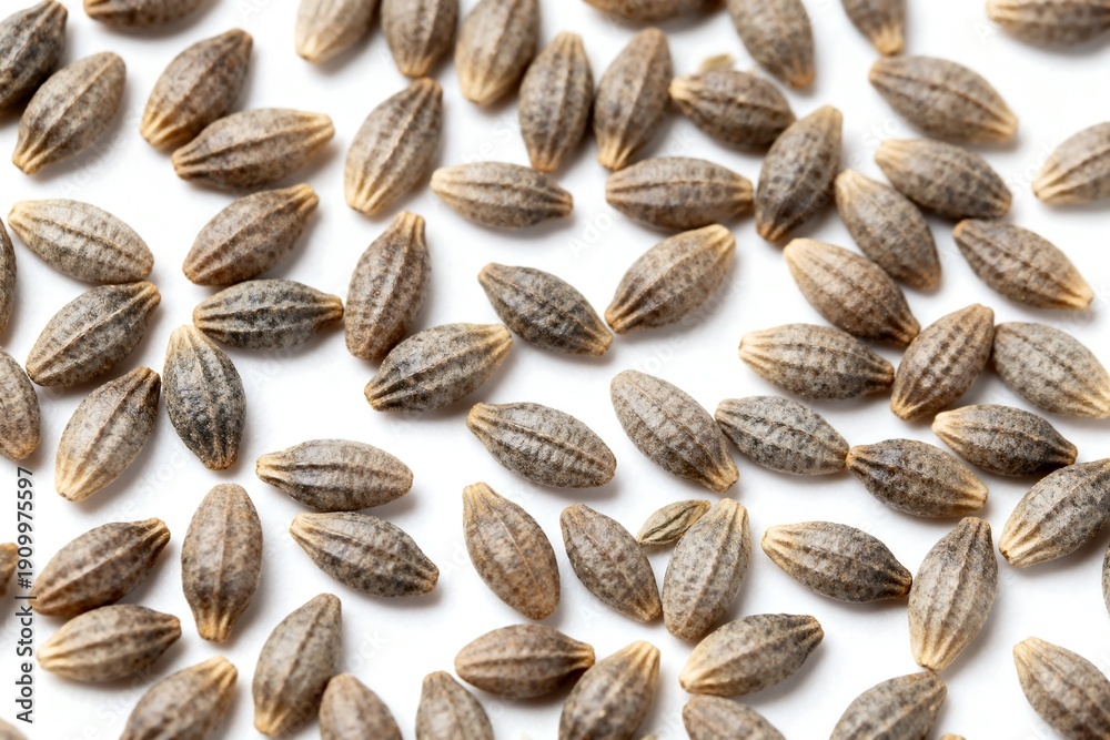 Obraz premium A large group of brown seeds on a white surface