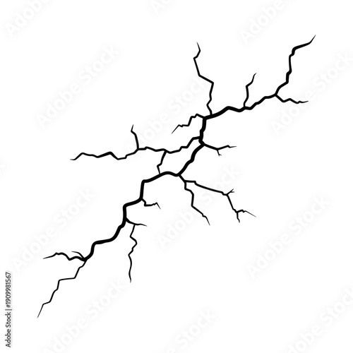 Black cracked surface effect vector illustration isolated on white background