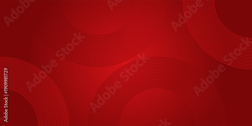 Abstract red background with glowing curve lines. Modern shiny red gradient geometric circle lines pattern. Futuristic concept. Suit for banner, brochure, poster, presentation, cover, website