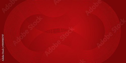 Abstract red background with glowing curve lines. Modern shiny red gradient geometric circle lines pattern. Futuristic concept. Suit for banner, brochure, poster, presentation, cover, website