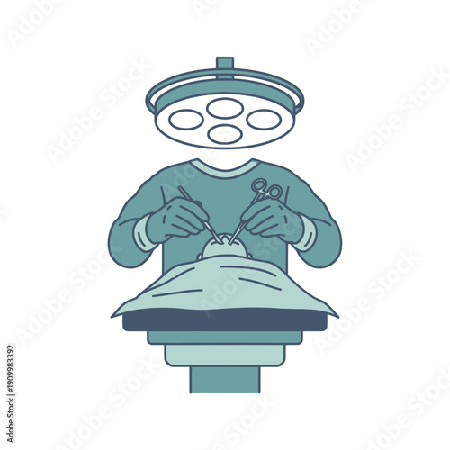 Surgeon performing operation on patient under surgical light