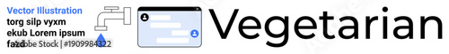 Sustainability, veganism, water conservation, healthy eating, eco-friendly living, environmental care. Faucet dripping water and food container. Sustainability and veganism through water and food