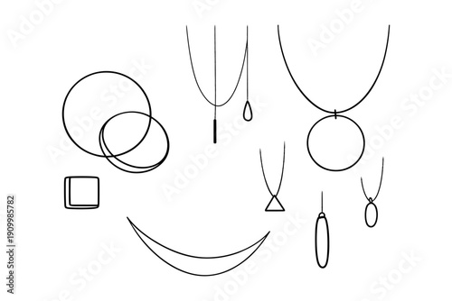 Minimalist jewelry design: earrings, necklaces, pendants, and bracelets