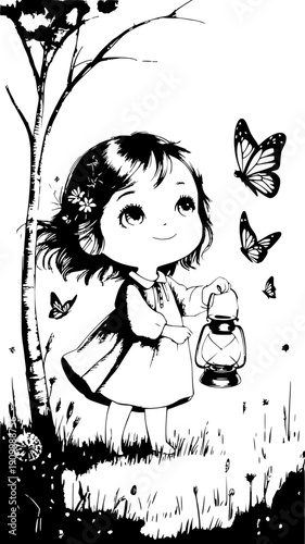 Whimsical Fantasy Illustration of a Magical Forest Glade with Glowing Mushrooms, Enchanted Nature Scene