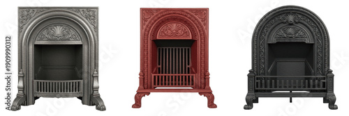 Canvastavla Victorian Cast Iron Fireplaces: Ornate Antique Mantel Inserts in Charcoal, Burgu