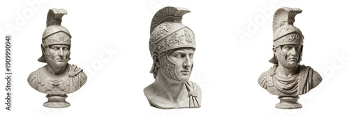 Obraz na płótnie Classical Roman Centurion Busts: Ancient Marble Sculpture Portraits with Ornate