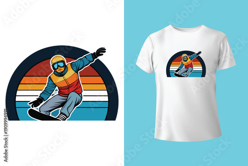 Yeti Snowboarder Vector Set, Bigfoot Winter Sports Character Illustration