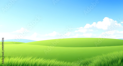 meadow, grass, green, field, pasture, plain, nature, landscape, scenery, countryside, rural, outdoor, horizon, farmland, sky, blue, clouds, cloudscape, daylight, sunshine, sunny, bright, fresh, calm, 