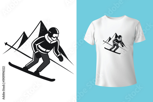 Mountain bike extreme sports design. Downhill mountain biking artwork. Outdoor adventure graphic print. T shirt design vector illustration. Cycling cl