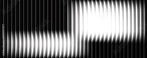 Reeded glass with black and white gradient. Ribbed glass background with refraction effect. Abstract vector background