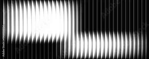 Reeded glass with black and white gradient. Ribbed glass background with refraction effect. Abstract vector background