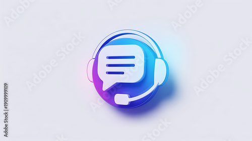 Modern customer support icon with headset and chat symbol