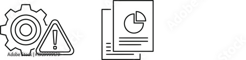 Risk assessment and reporting analysis with gear and chart icons business concept vector