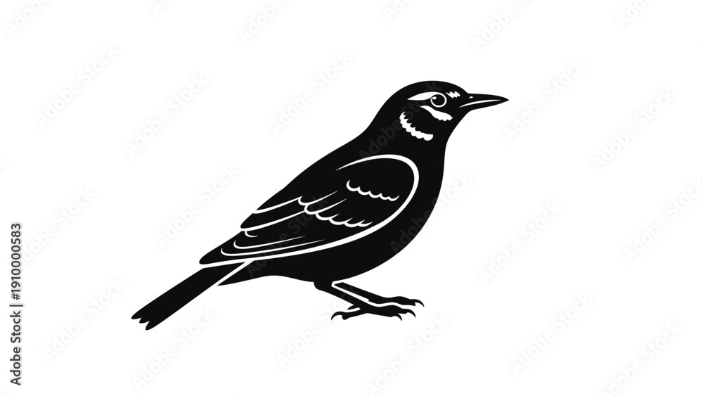 Obraz premium Black Bird Silhouette Profile Illustration.