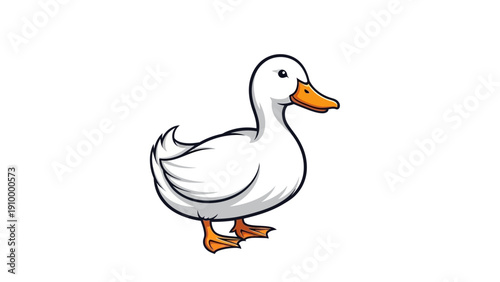 White Duck Cartoon Animal.
