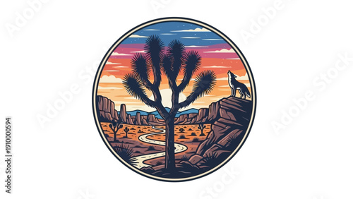 Joshua Tree Desert Landscape Sunset.