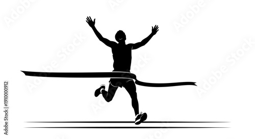 Man Crossing Finish Line Silhouette.