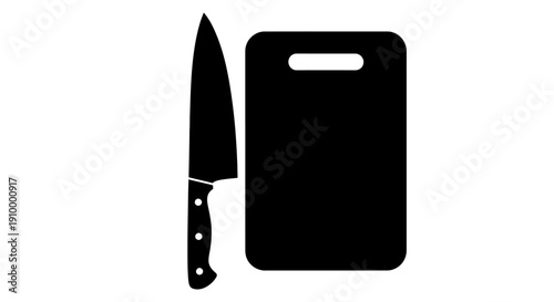 Kitchen Knife and Cutting Board.