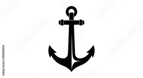 Black Anchor Icon Symbol.