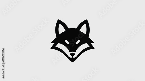 Black fox head logo on a light gray background animal