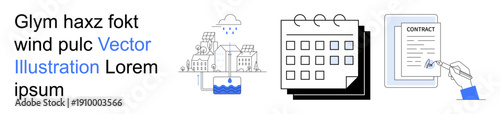 Legal agreements, property protection, project management, rainwater conservation, planning, digital operations. Calendar, contract signing and building under rainfall. Legal agreements and property