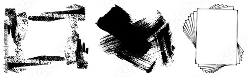 Bold ink brushstrokes, textured strokes, artistic strokes, graphic design elements, creative composition, art, vector illustration.