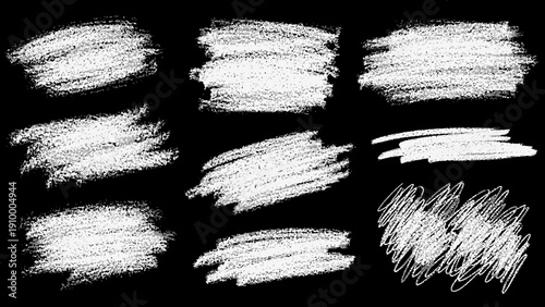 White Brush Strokes on Black Background.