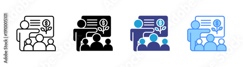 Training icon set multiple style collection