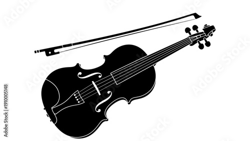 Black and White Violin Illustration.