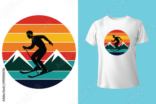 Snowboard extreme sport vintage typography t shirt design with glasses and snowboarder silhouette

