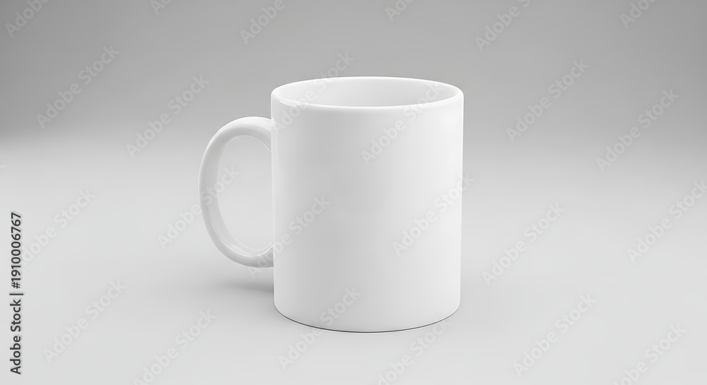 Fototapeta premium A pristine white mug with a smooth surface and a delicate dotted pattern on the rim