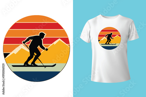 Snowboard extreme sport vintage typography t shirt design with glasses and snowboarder silhouette

