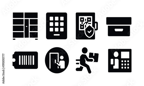 Warehouse, inventory silhouette icon set. Logistics, storage, management icons collection