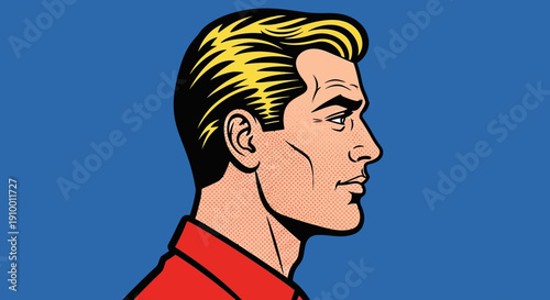 Cartoon Man Profile Portrait.