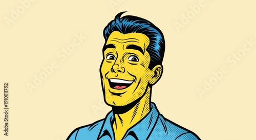 Cartoon Man Smiling Portrait.
