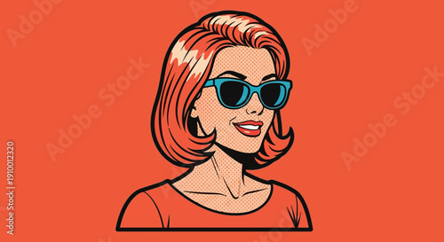 Cartoon Woman Wearing Sunglasses.