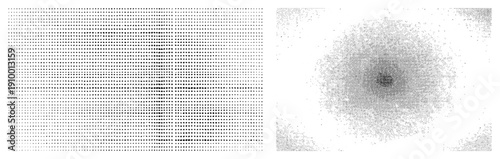 Vector halftone using dot density for grayscale gradients, dot matrix design, print simulation, graphic texture, tonal transition, visual effect, digital art element.