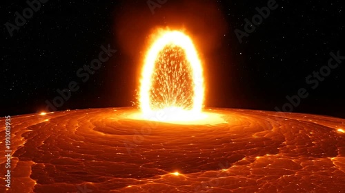 Solar Flare Erupting from the Surface of the Sun in Space.