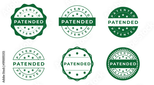 Premium Green Patented Badge Seal Collection Vector Emblem Set