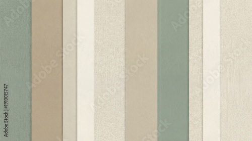 Vertical stripes combining textured linen, subtle beige, and sage green for a natural harmony design concept and calming aesthetic background