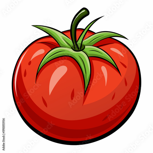 colorful illustration of a Fresh Red Tomato Isolated on White Background