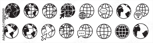 earth globe icons silhouette for the 