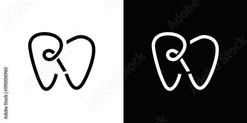simple dental R initial logo vector