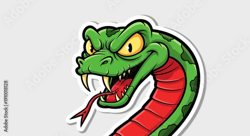 Cartoon Snake Head Illustration.