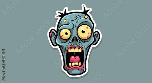 Zombie Cartoon Character Face.