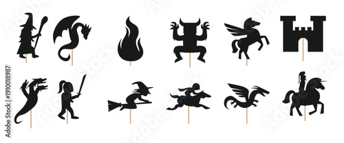 fairy tale shadow puppet vector