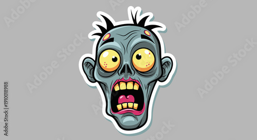 Zombie Head Cartoon Character.