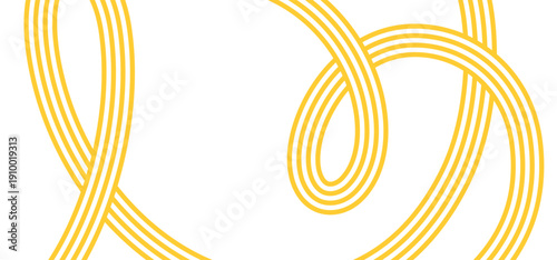 Yellow and White Pasta Creates Wavy Linear Food Pattern. Italian Noodle Illustration with Abstract Geometric Shapes for Spaghetti Restaurant Menu, Cooking Banner, or Asian Ramen Design.