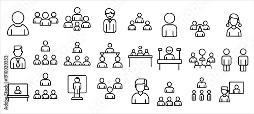 meeting icon set editable stroke outline icons set 