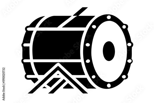 bass drum silhouette illustration for percussion music and drum kit design